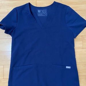 Figs Casma Navy Blue Scrub Top